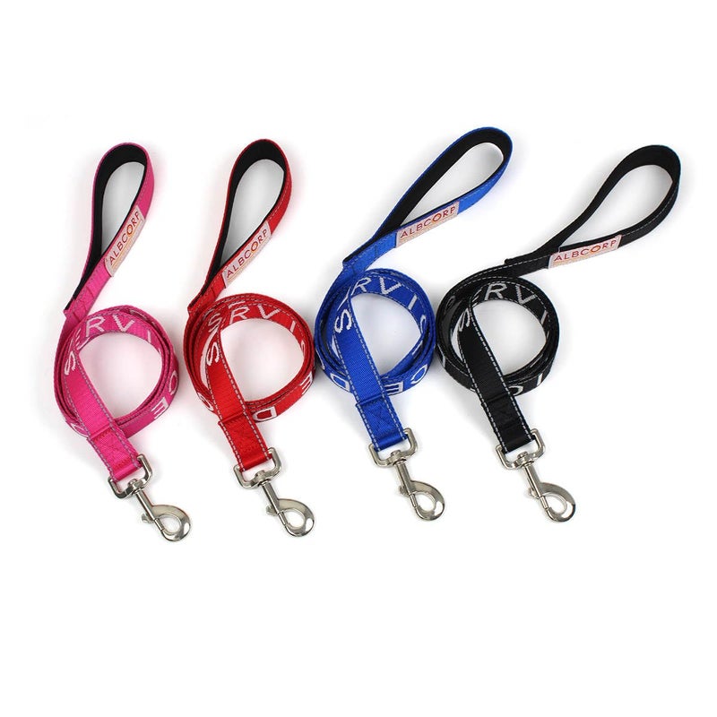 Albcorp Service Dog Leash - Embroidered- with Padded Neoprene Handle and Reflective threads, 4 Feet, for Harnesses, Vests or Collars, Black - Image 2